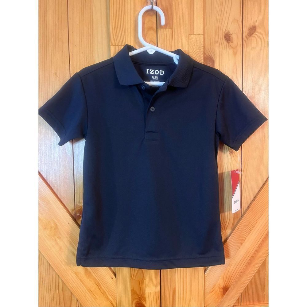 Izod Moisture Wicking Polo Style Shirt with Collar Boys Size M 5 Navy Blue Nwt (